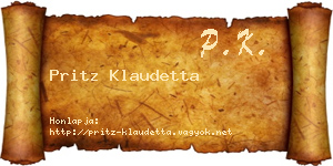Pritz Klaudetta névjegykártya
